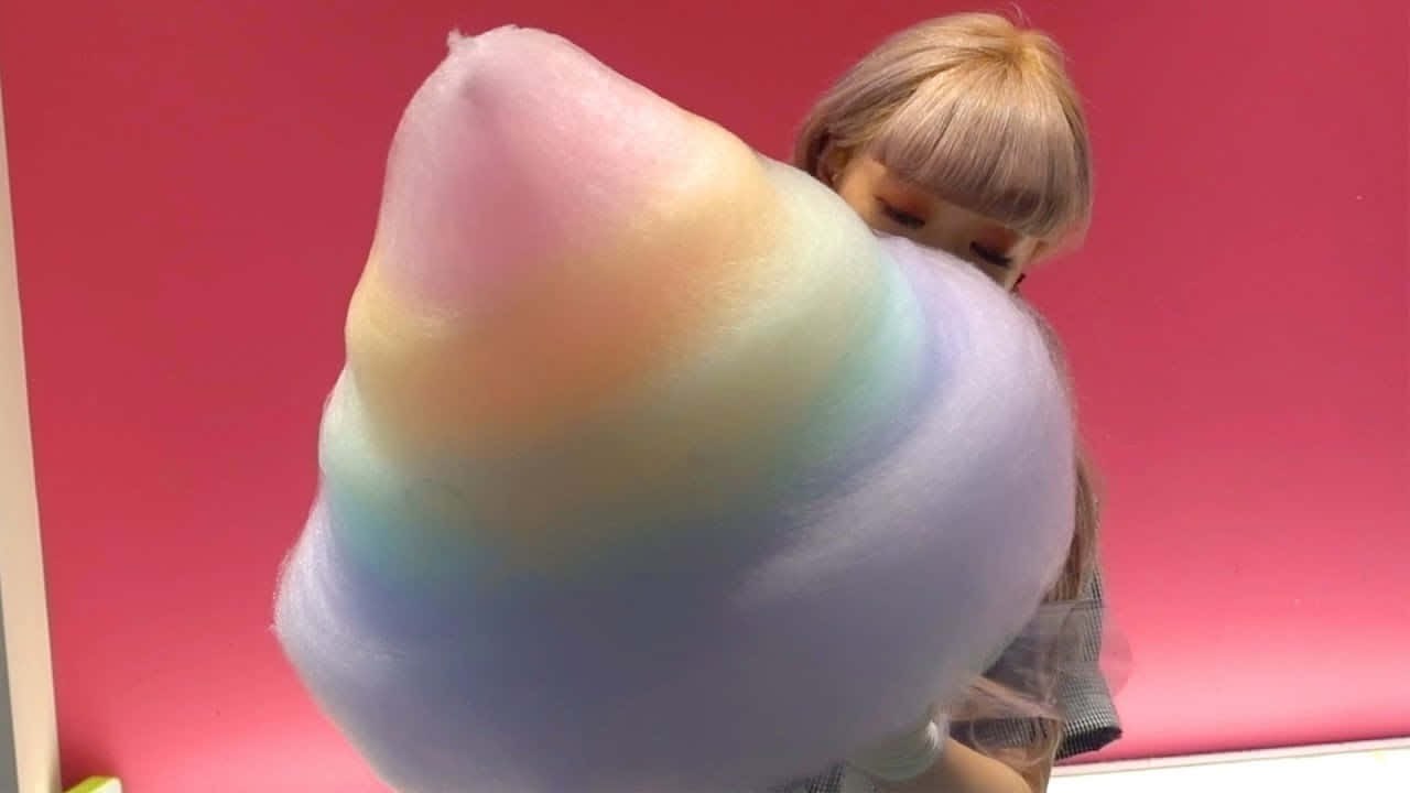 A Girl Is Holding A Large Cotton Candy