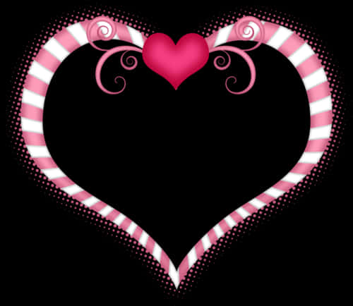 Candy Striped Heart Frame PNG