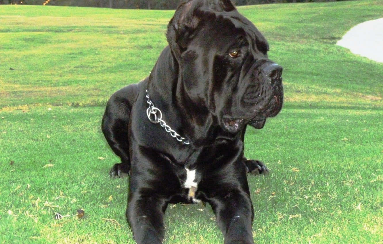 A Cane Corso pup looking out at the horizon.