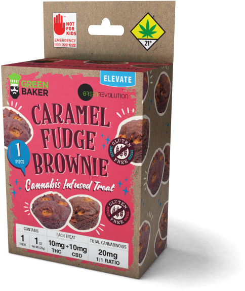 Cannabis Infused Caramel Fudge Brownie Packaging PNG