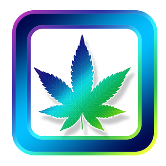 Cannabis Leaf Icon Neon Outline PNG