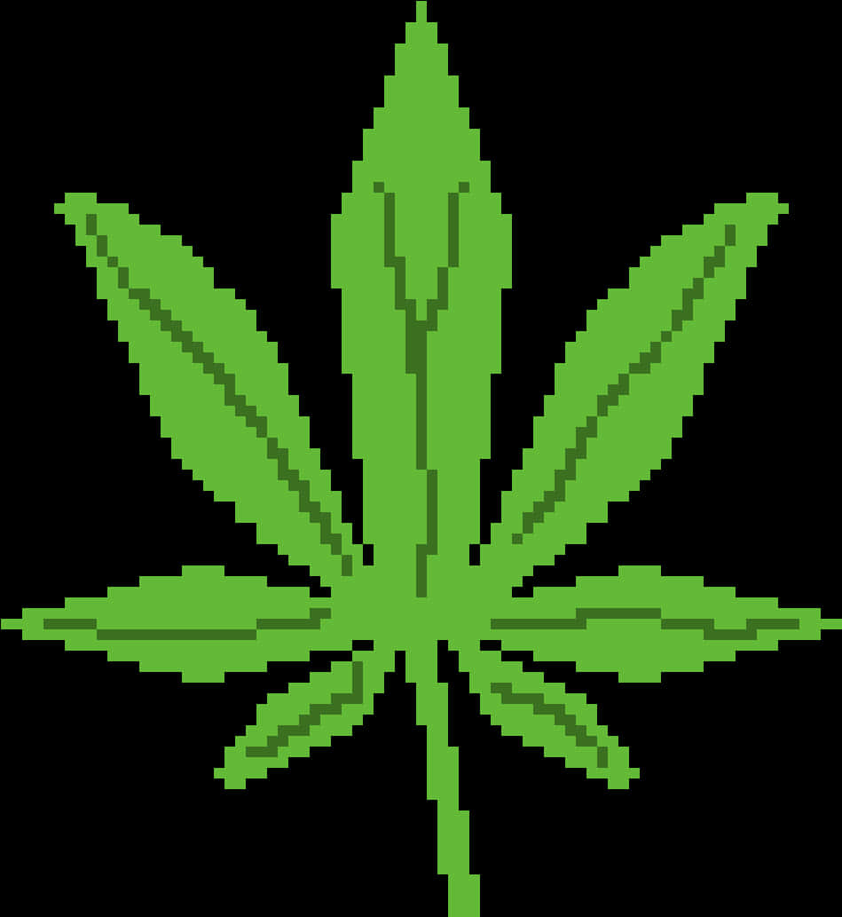 Cannabis Leaf Pixel Art PNG