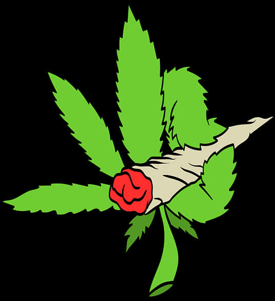 Cannabis Leafand Rose Graphic PNG