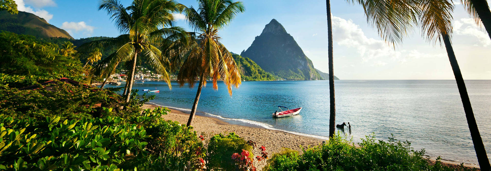 Canoe By The St Lucia Bay Wallpaper