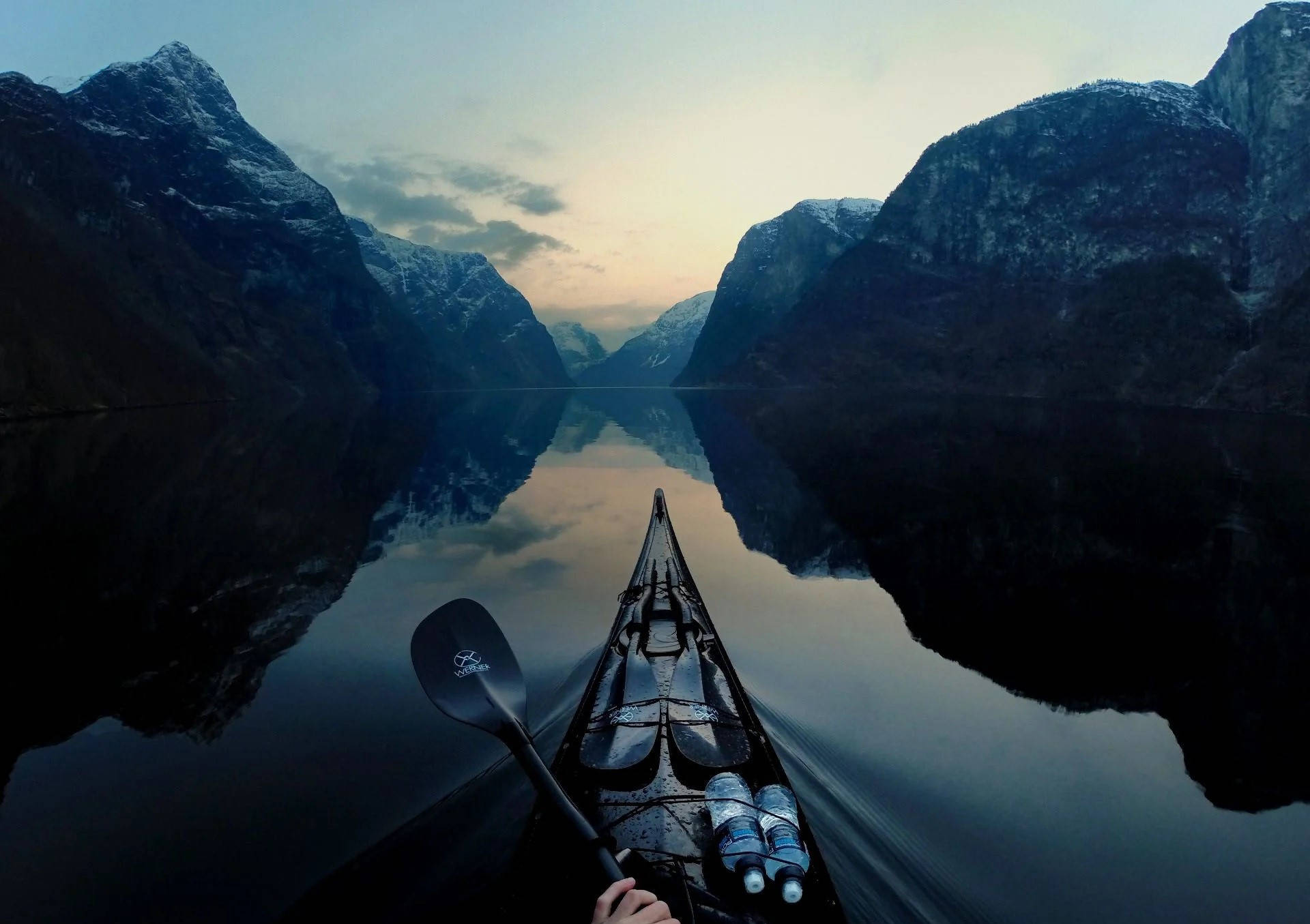 Canoeing In Fjord Wallpaper