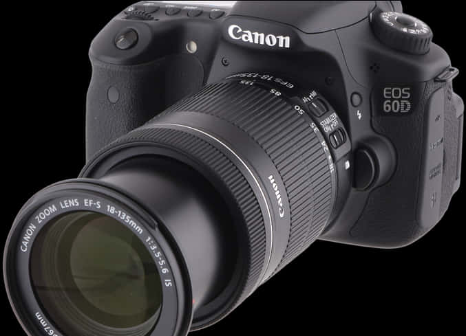 Canon E O S60 D D S L R Camerawith Lens PNG