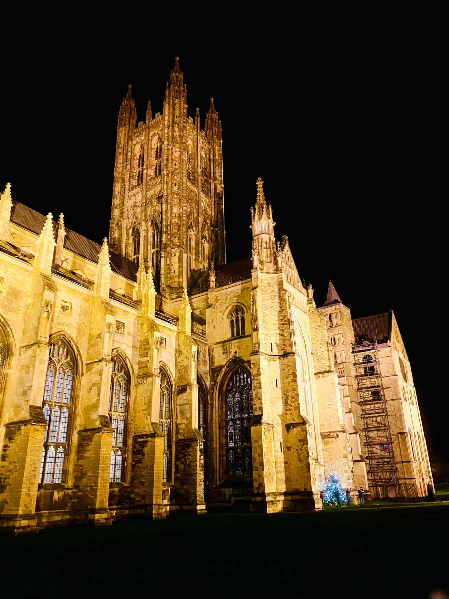 Canterbury Cathedral Glowing At Night Wallpaper