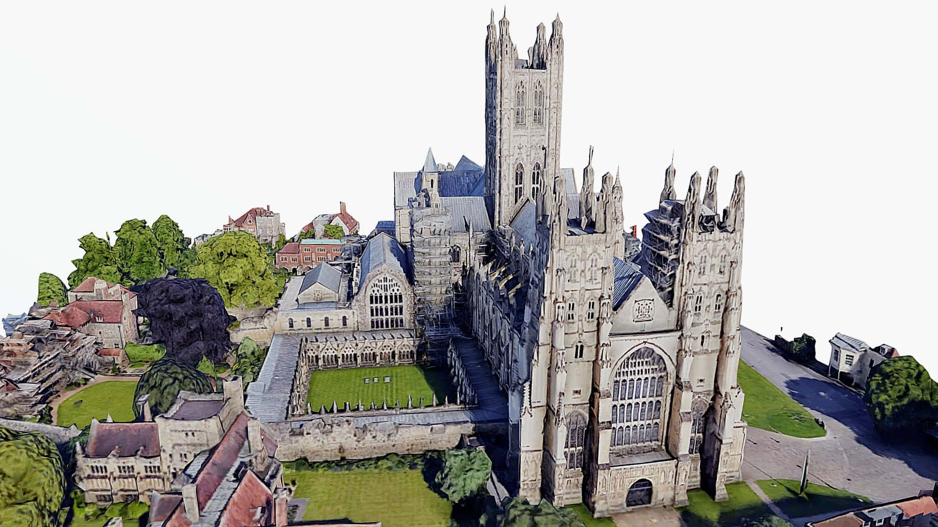 Canterbury Cathedral's Entire Area 3d Model Wallpaper