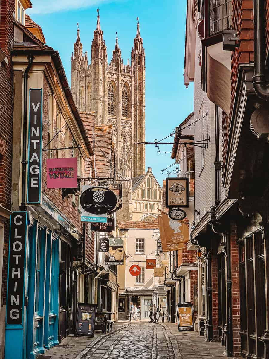 Canterbury Cathedral View From Cobbled Street Wallpaper