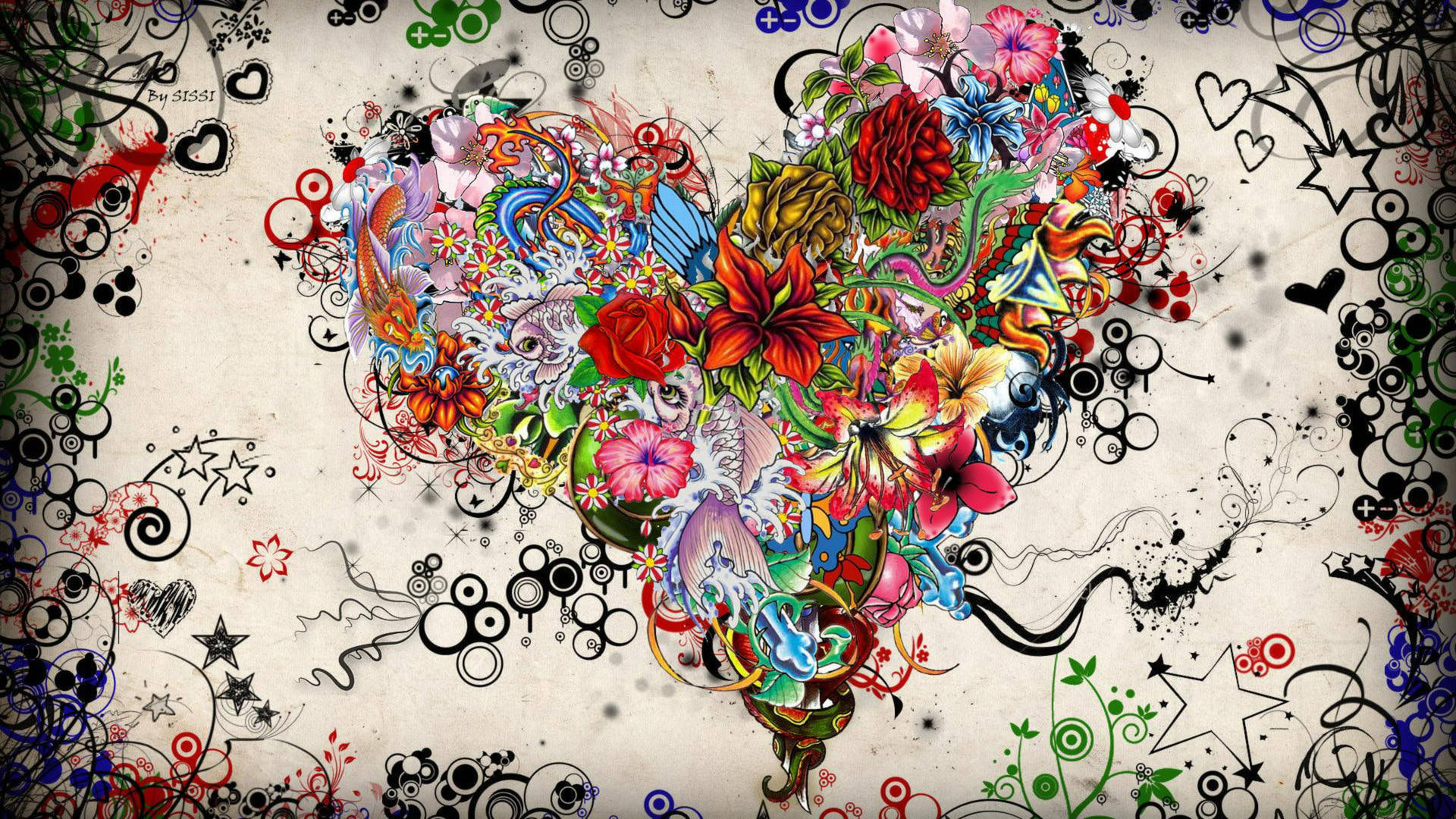 Heart-Shaped Abstract Artwork Created in Canva Wallpaper