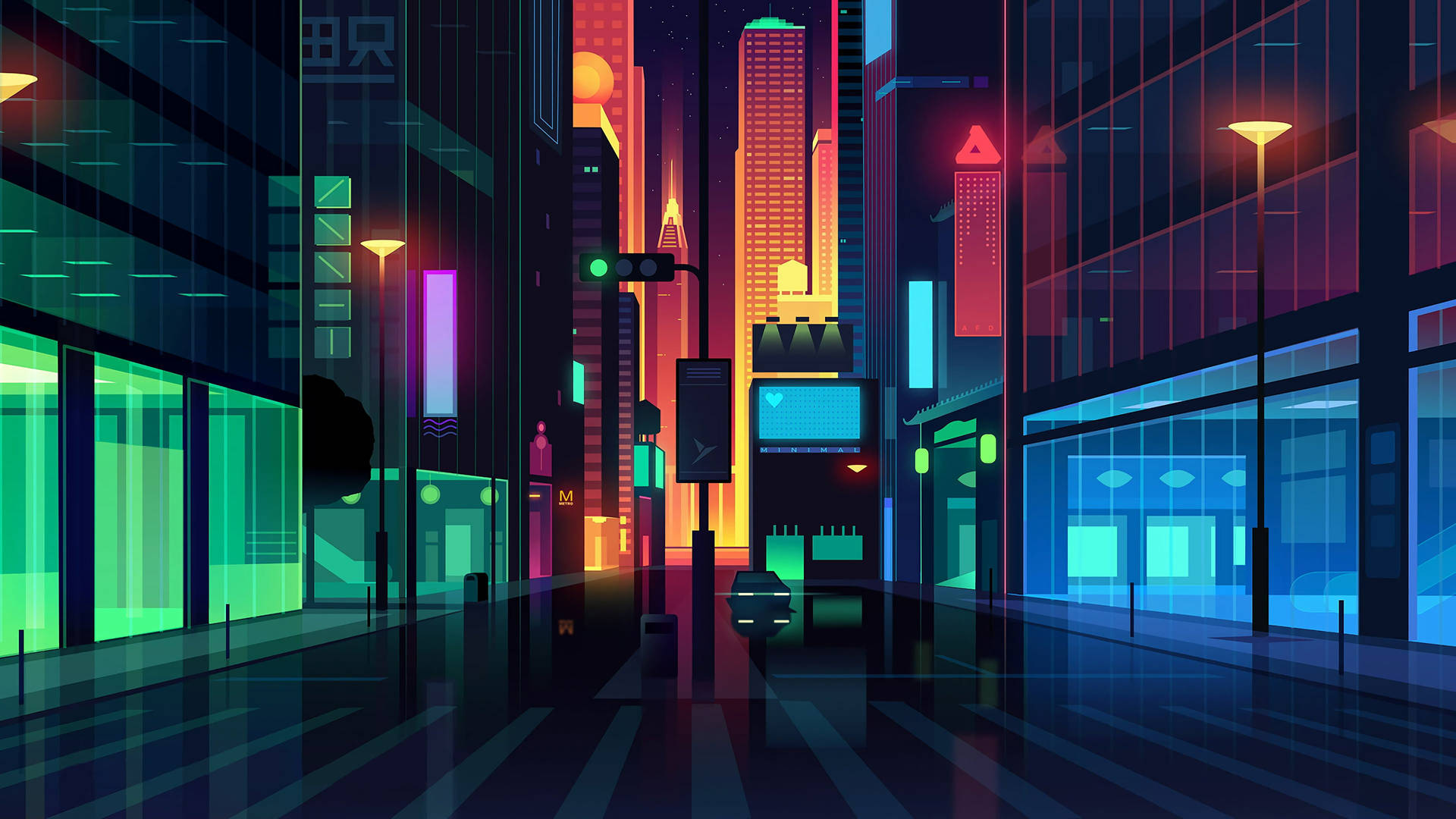 Canva Modern City Digital Wallpaper