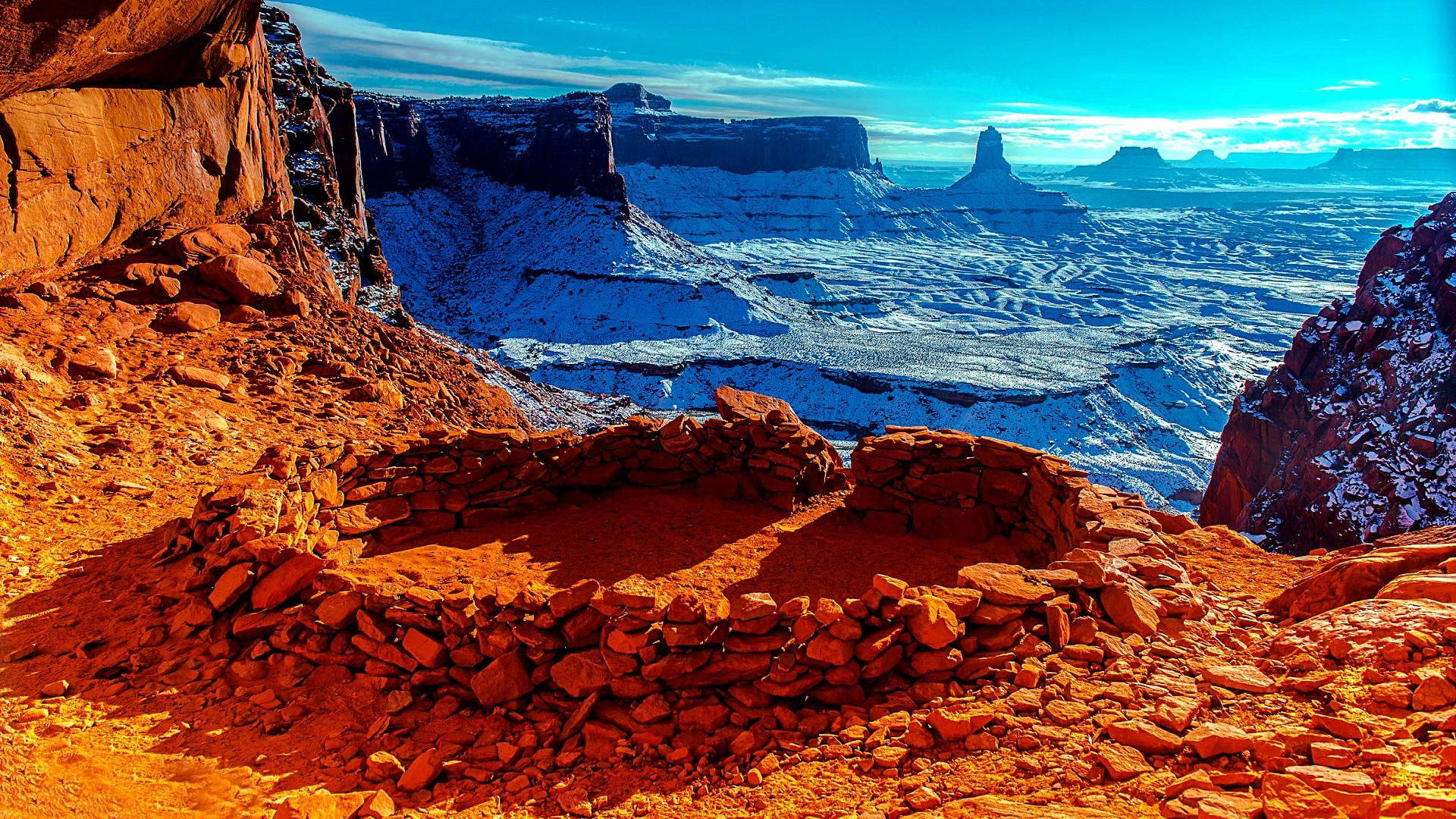 Canyonlands National Park False Kiva lignende tema baggrundsbillede Wallpaper