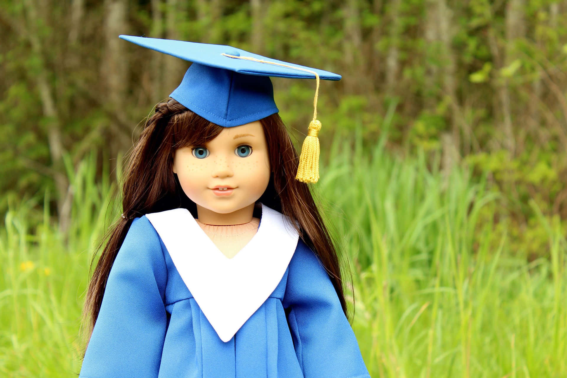 Dukke iført graduation hat og kjole billede
