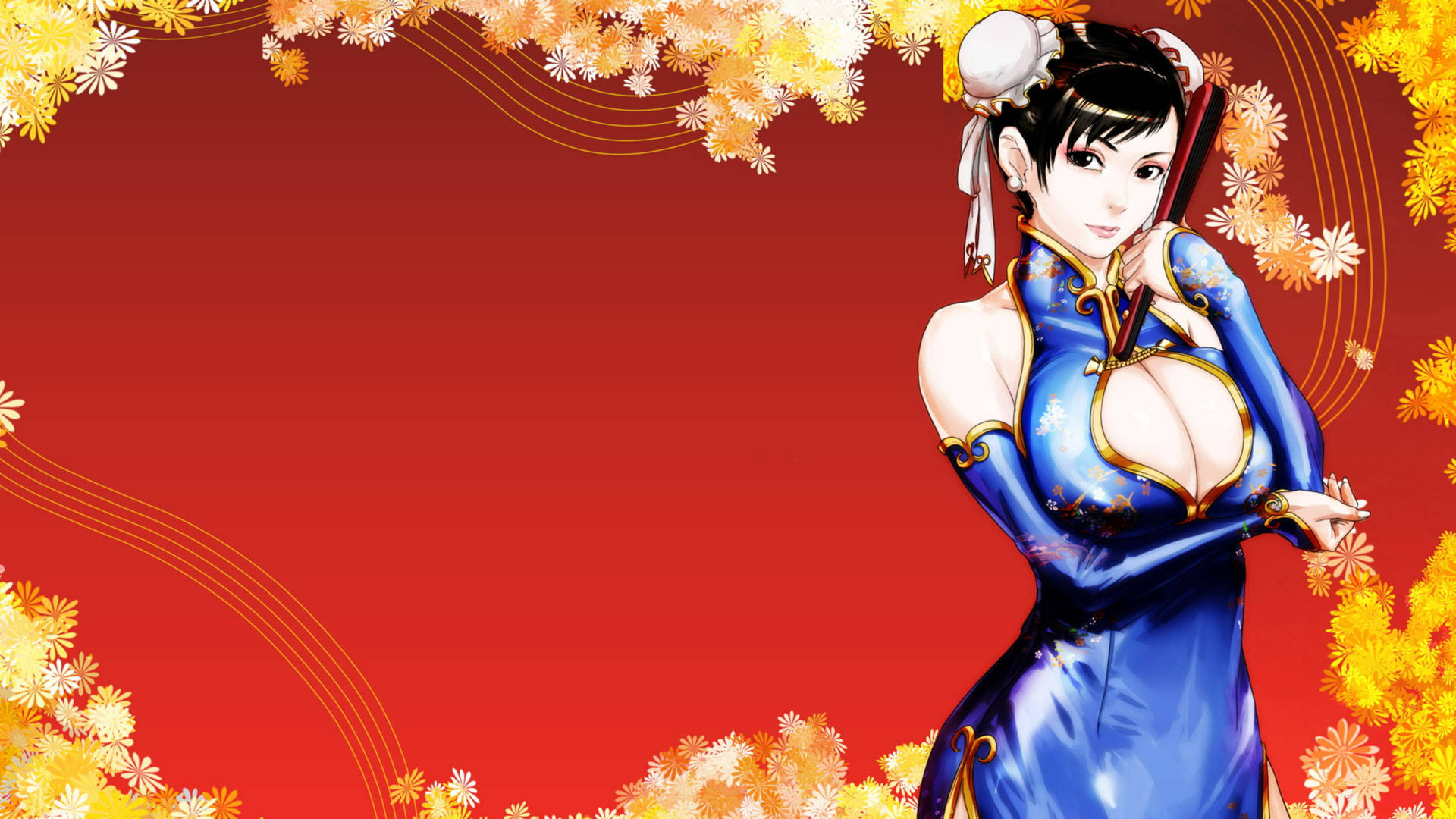 Capcom Chun-li Floral Border Background