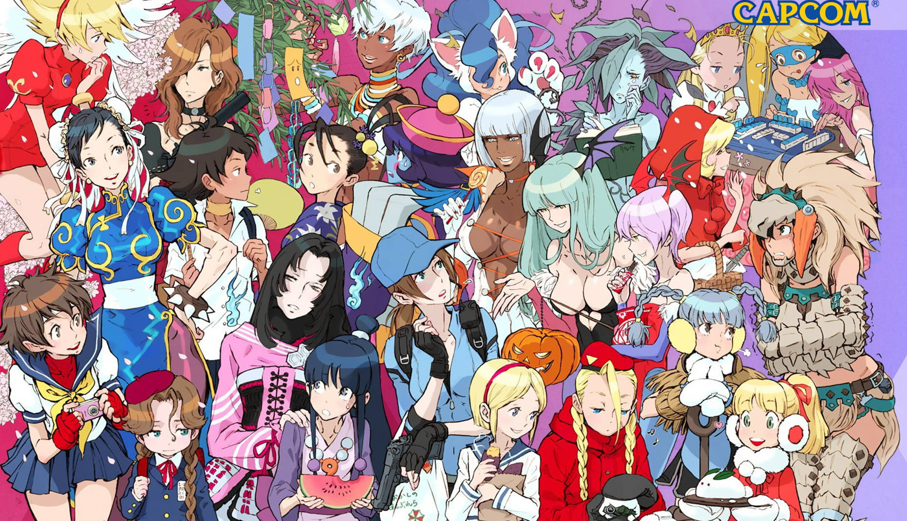 Capcom Girls Collage Poster Background