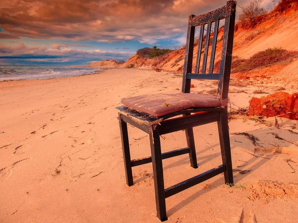 Cape Cod Chair By The Beach Wallpaper
