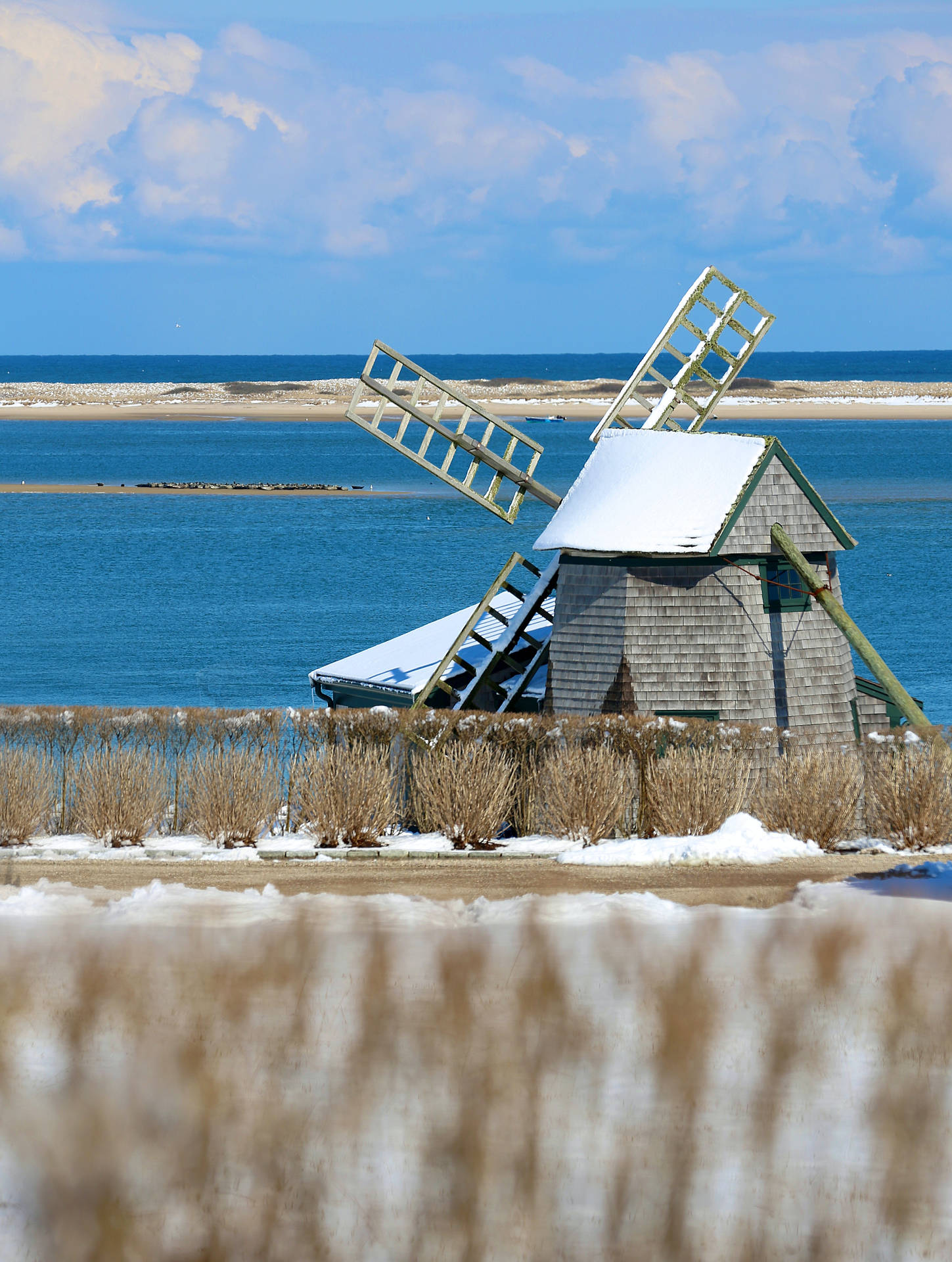 Cape Cod Windmill By The Sea Wallpaper