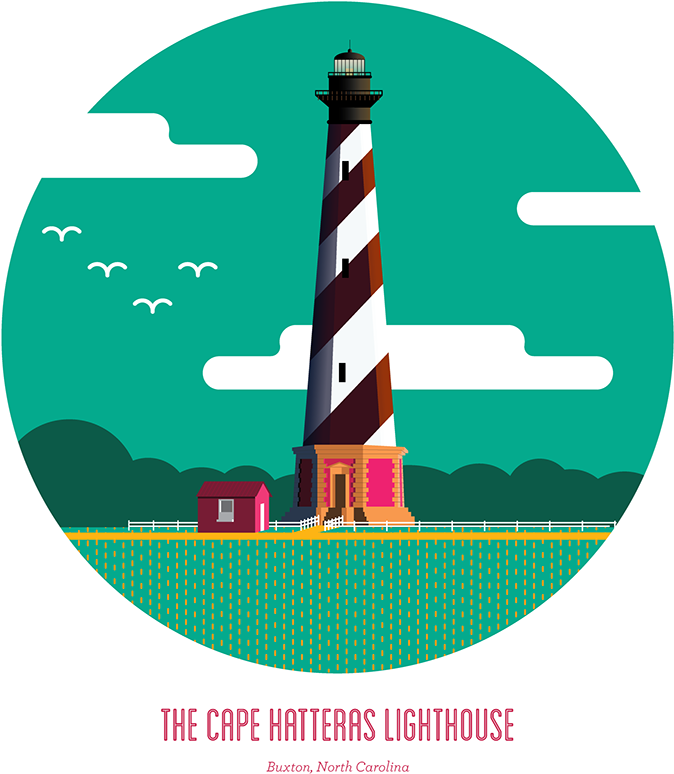 Cape Hatteras Lighthouse Illustration PNG
