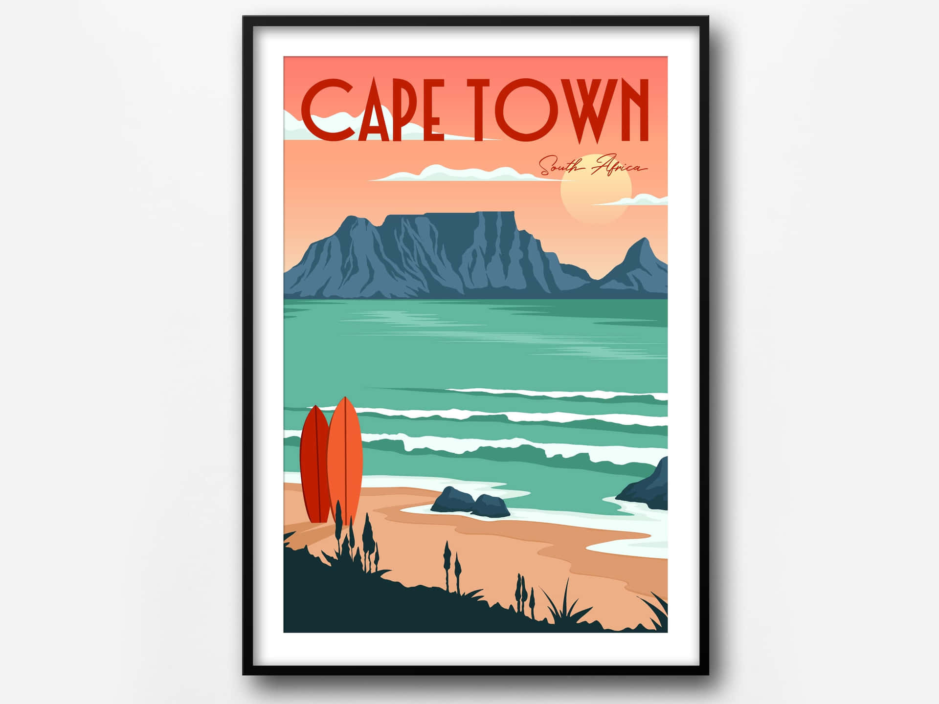 Cape Town Retro Travel Poster Wallpaper