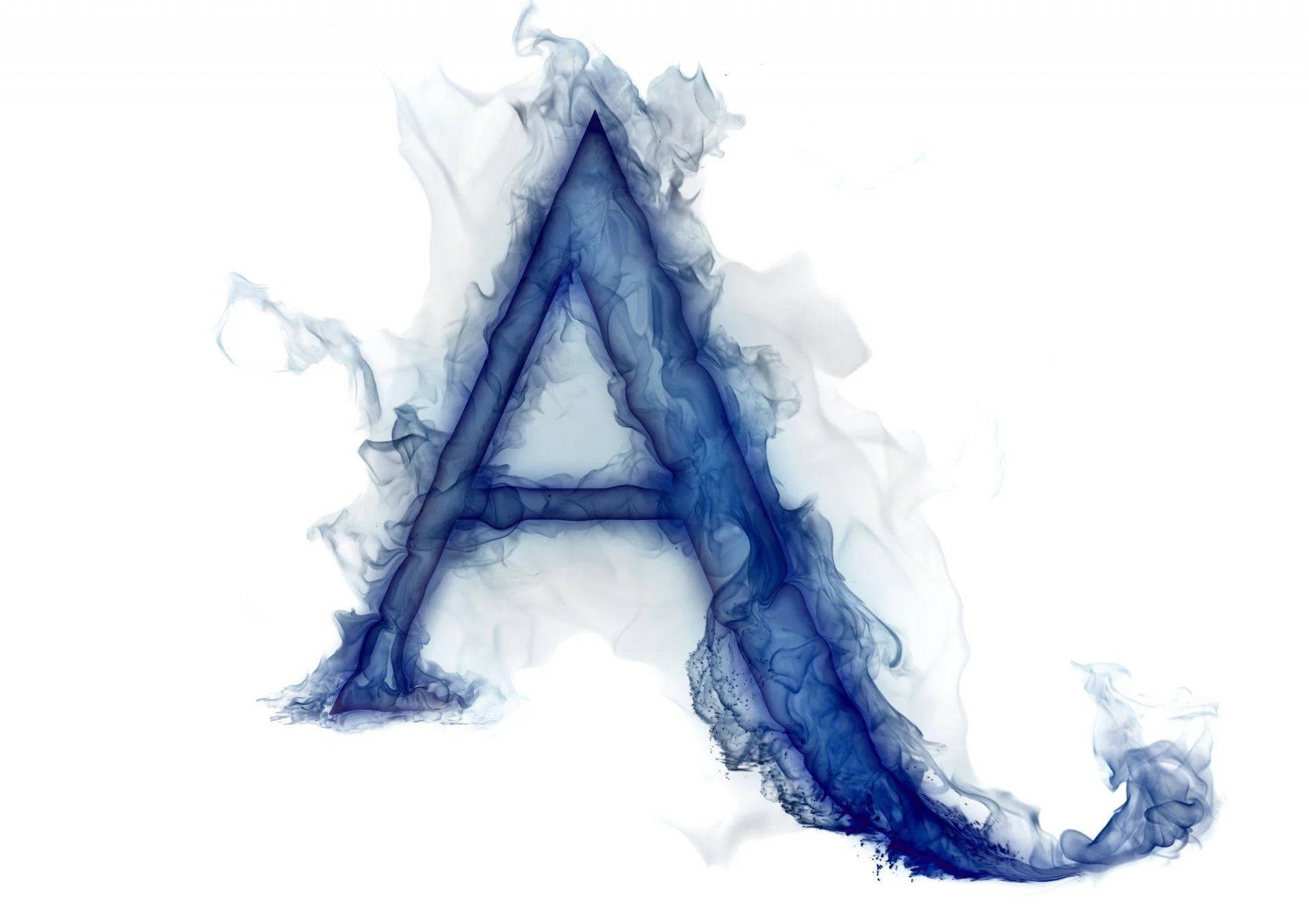 Capital Alphabet Letter A Blue Smoke Background