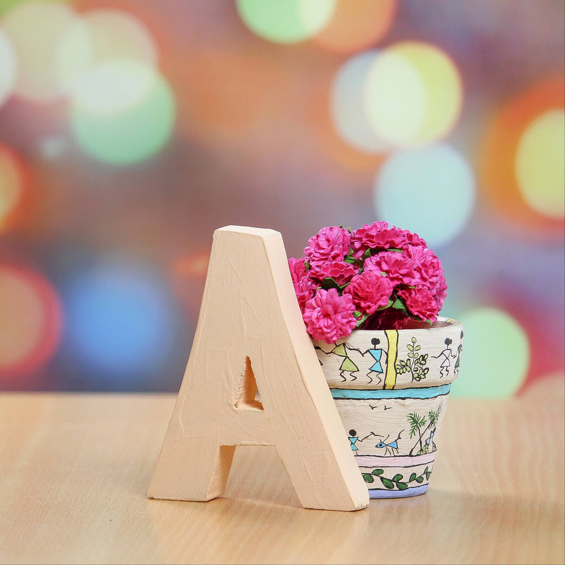 Capital Alphabet Letter A Leaning On Vase Picture