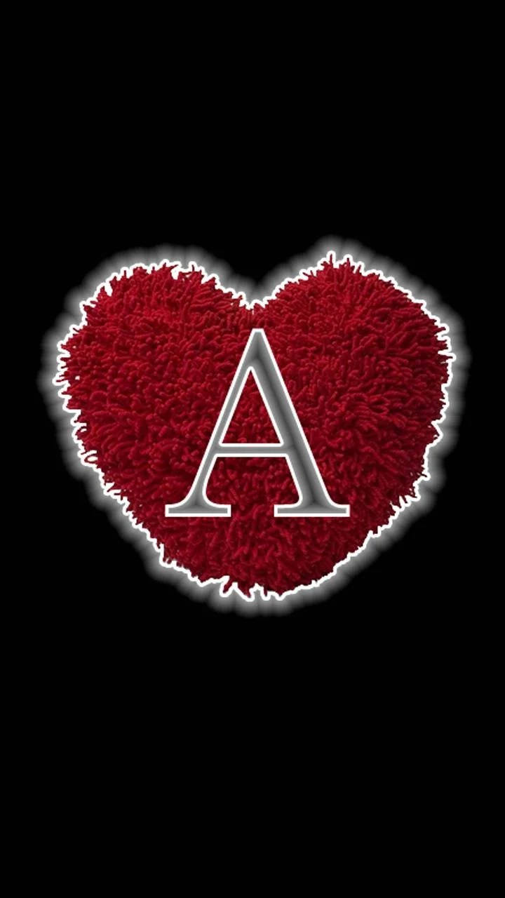 Capital Alphabet Letter A On Red Heart Picture