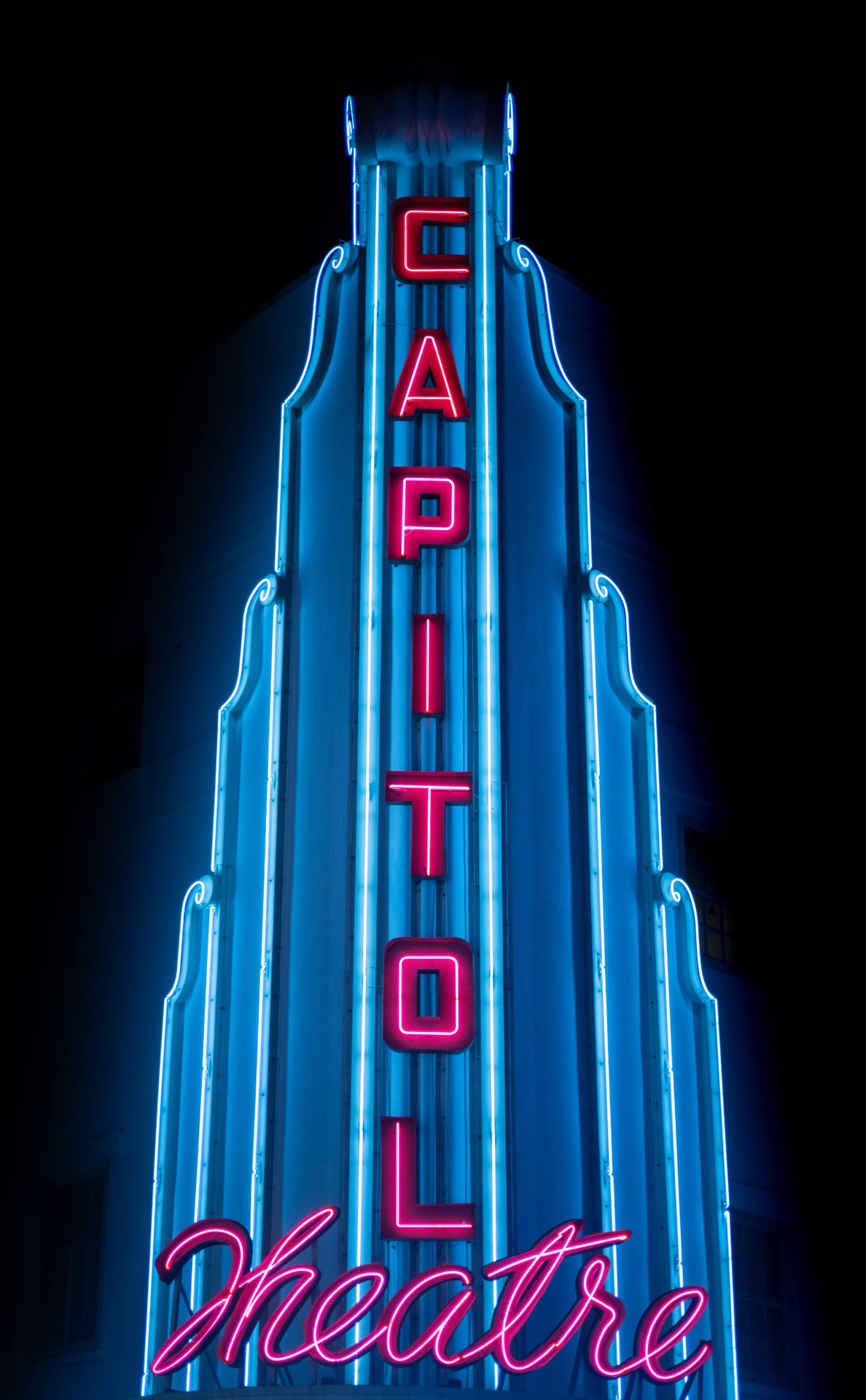 Capitol Theatre Neon Blue Iphone Wallpaper