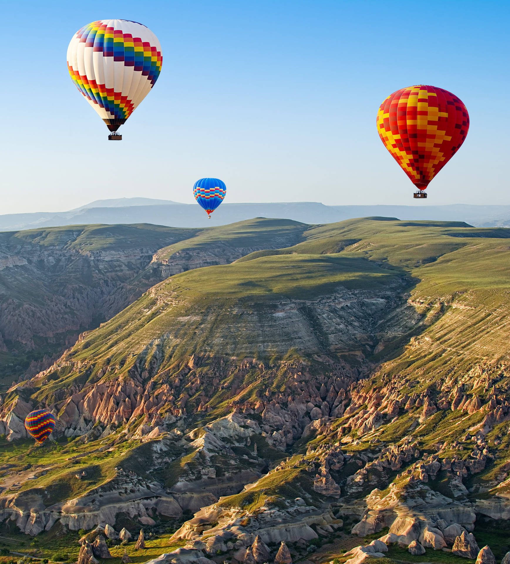 Cappadocialuftballons Grasige Hügel Wallpaper
