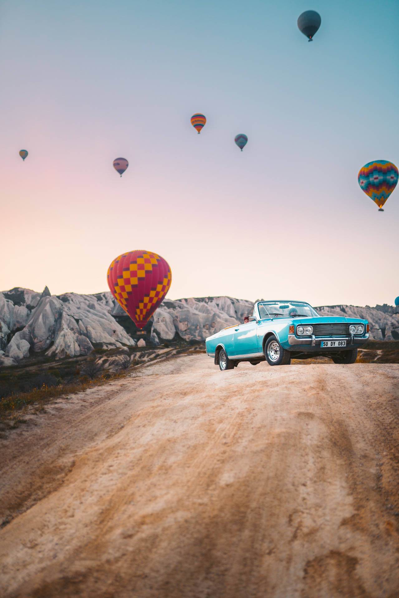 Cappadocia Blue Classic Car Wallpaper