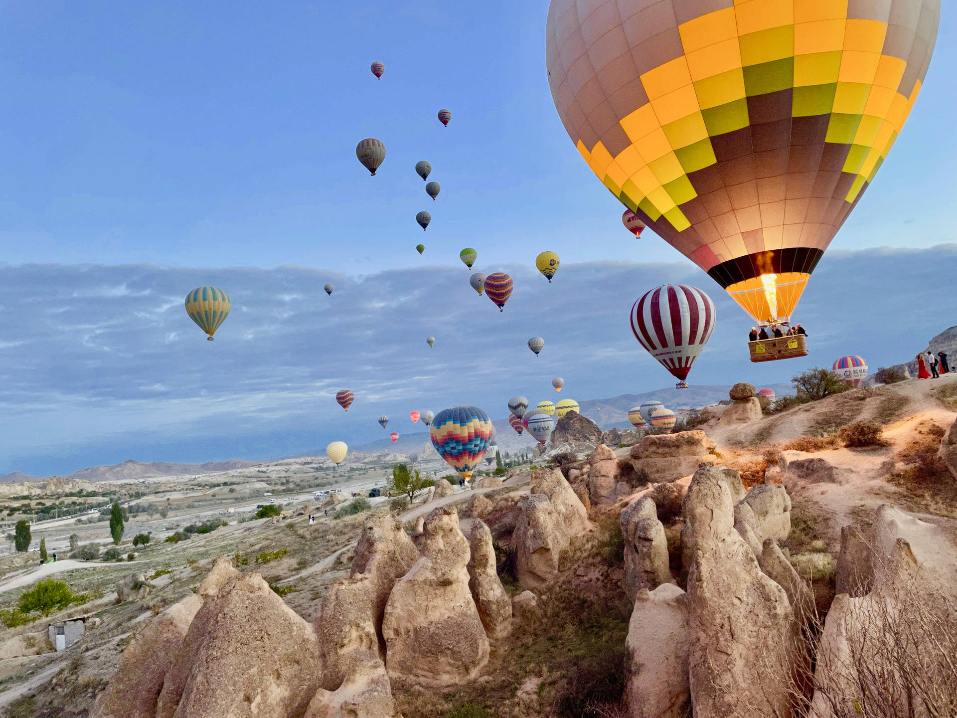 Cappadocia Geometric Taking Off Balloon Wallpaper