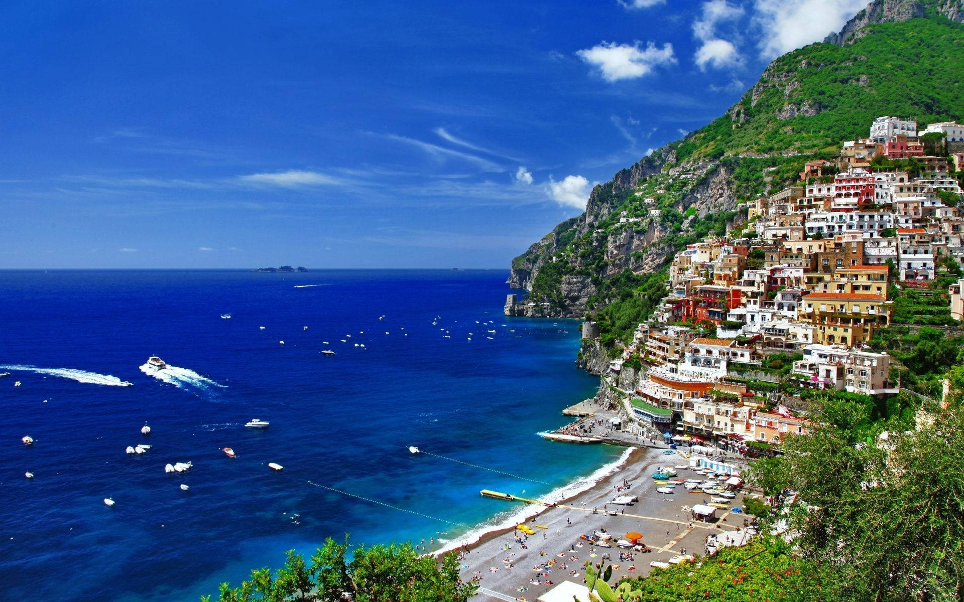 Scenen med stranden ved Capri Italien Wallpaper