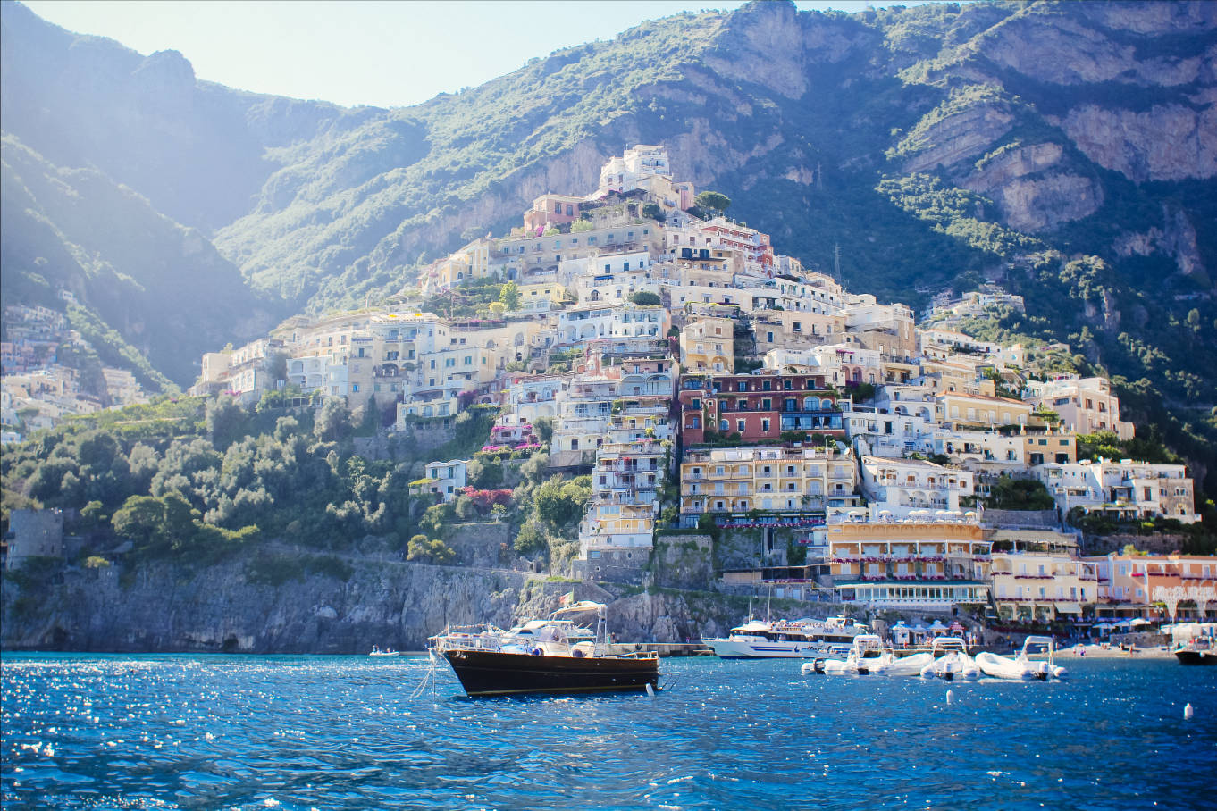 Capri Italy Houses On Mountain Slopes Wallpaper