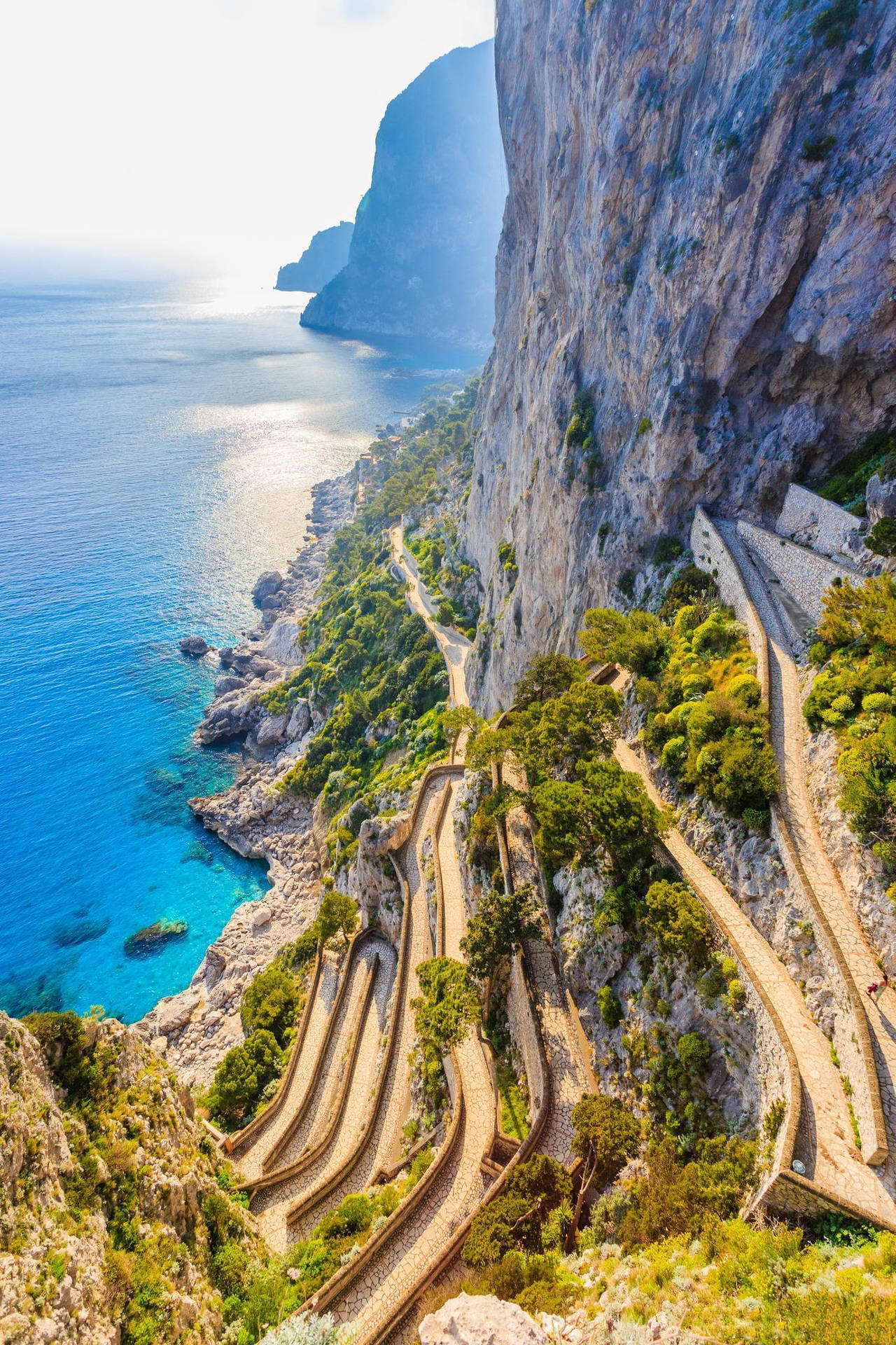 Capri,italia - Camino En Zigzag Fondo de pantalla