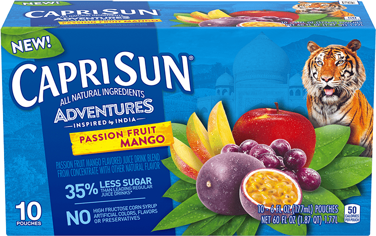 Capri Sun Adventures Passion Fruit Mango Packaging PNG