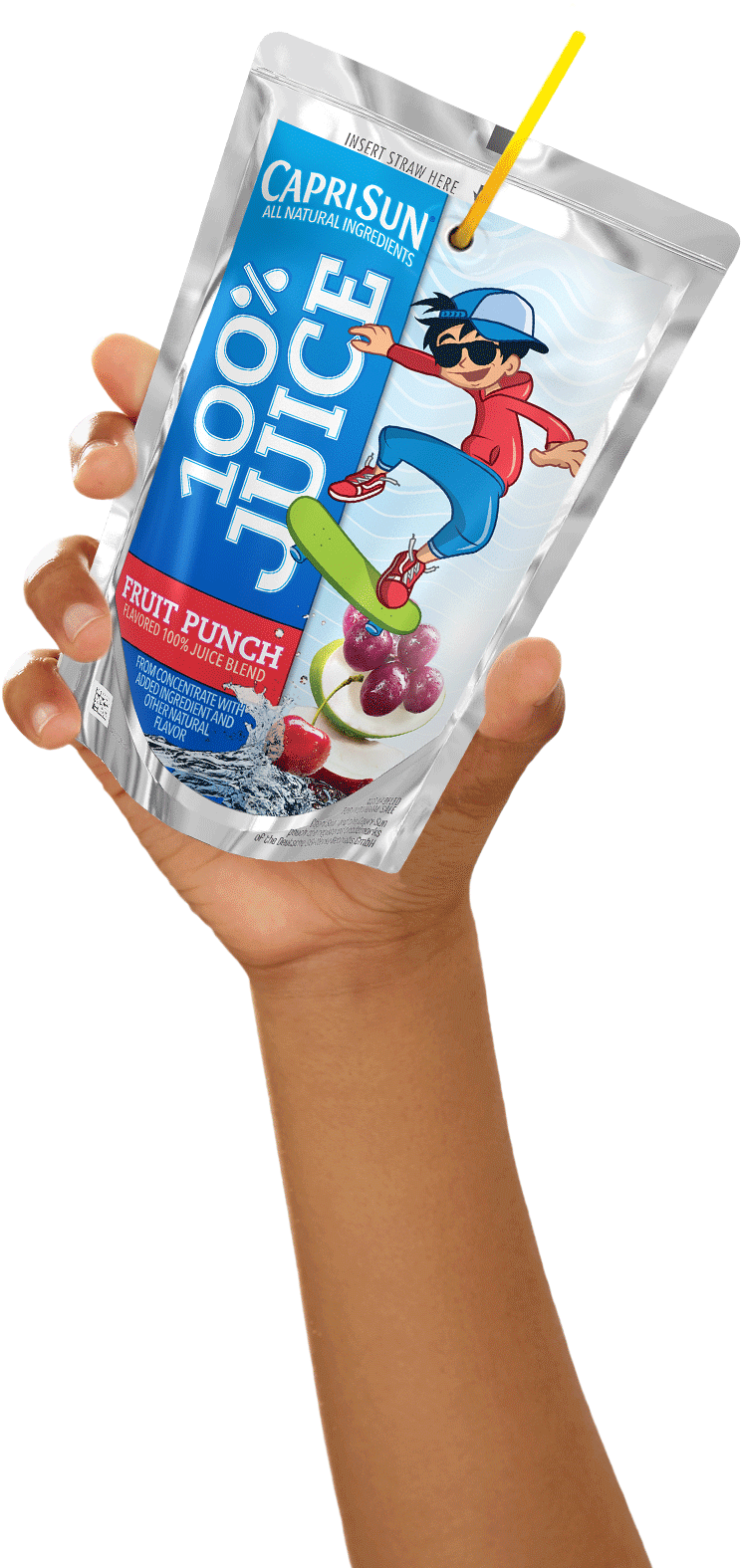 Capri Sun Fruit Punch Pouchin Hand PNG