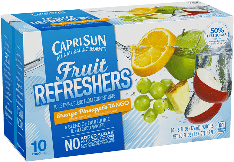 Capri Sun Fruit Refreshers Orange Pineapple Tango Packaging PNG