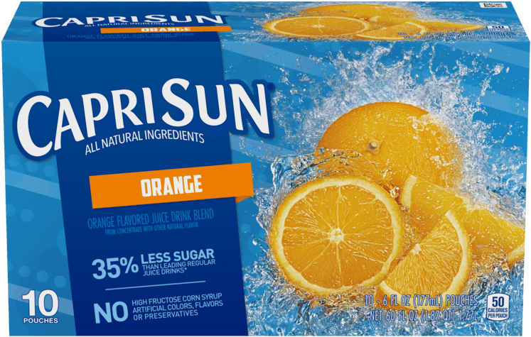 Capri Sun Orange Flavor Packaging PNG