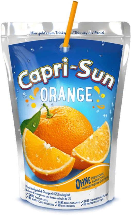 Capri Sun Orange Flavor Pouch PNG