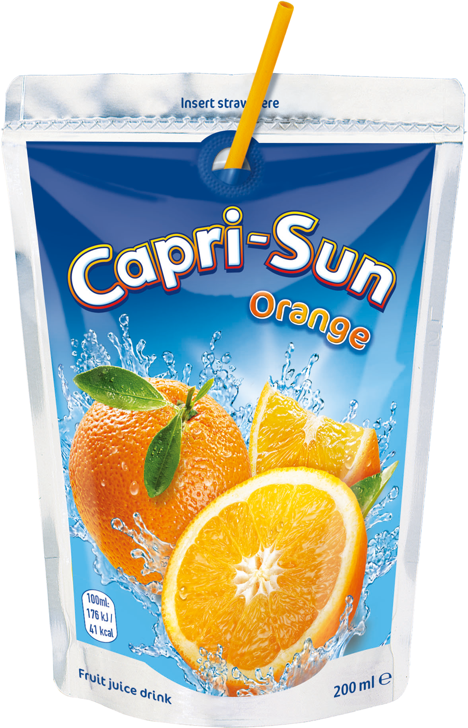 Capri Sun Orange Juice Pouch PNG