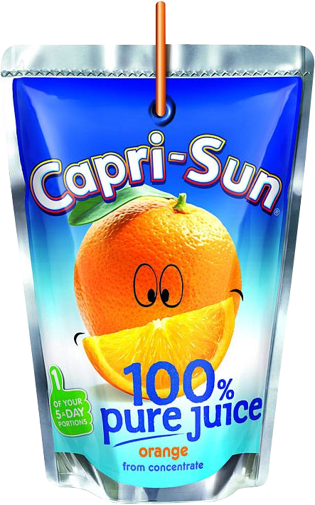 Capri Sun Orange100 Percent Juice Pouch PNG