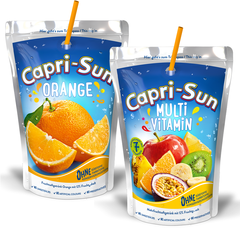 Capri Sun Orangeand Multi Vitamin Pouches PNG