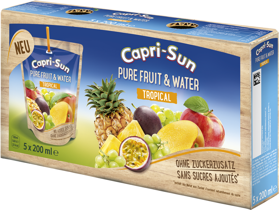 Capri Sun Pure Fruitand Water Tropical Packaging PNG