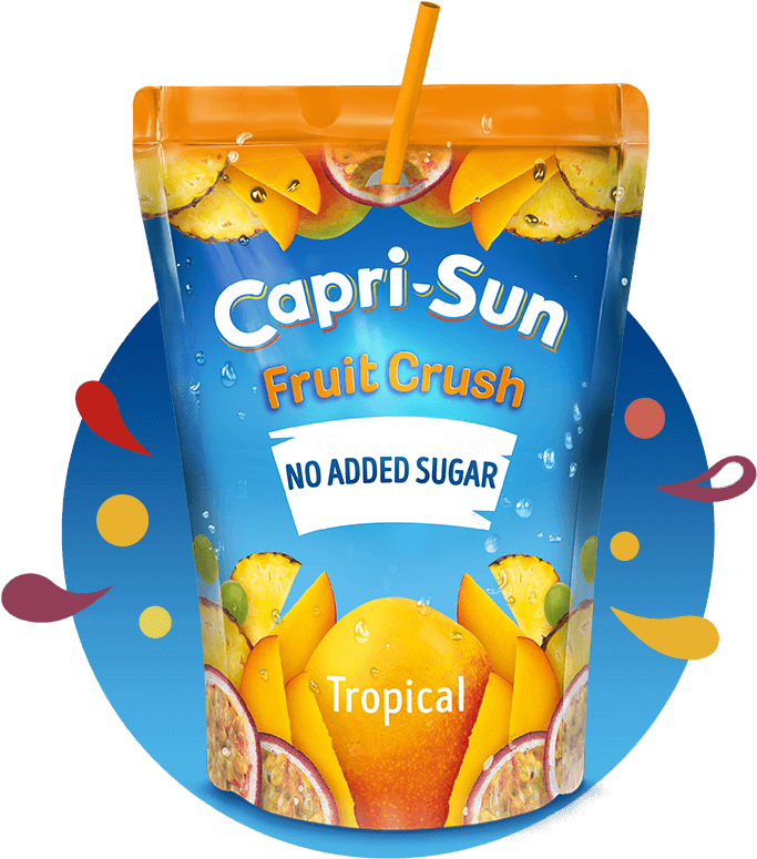 Capri Sun Tropical Fruit Crush No Added Sugar Pouch PNG