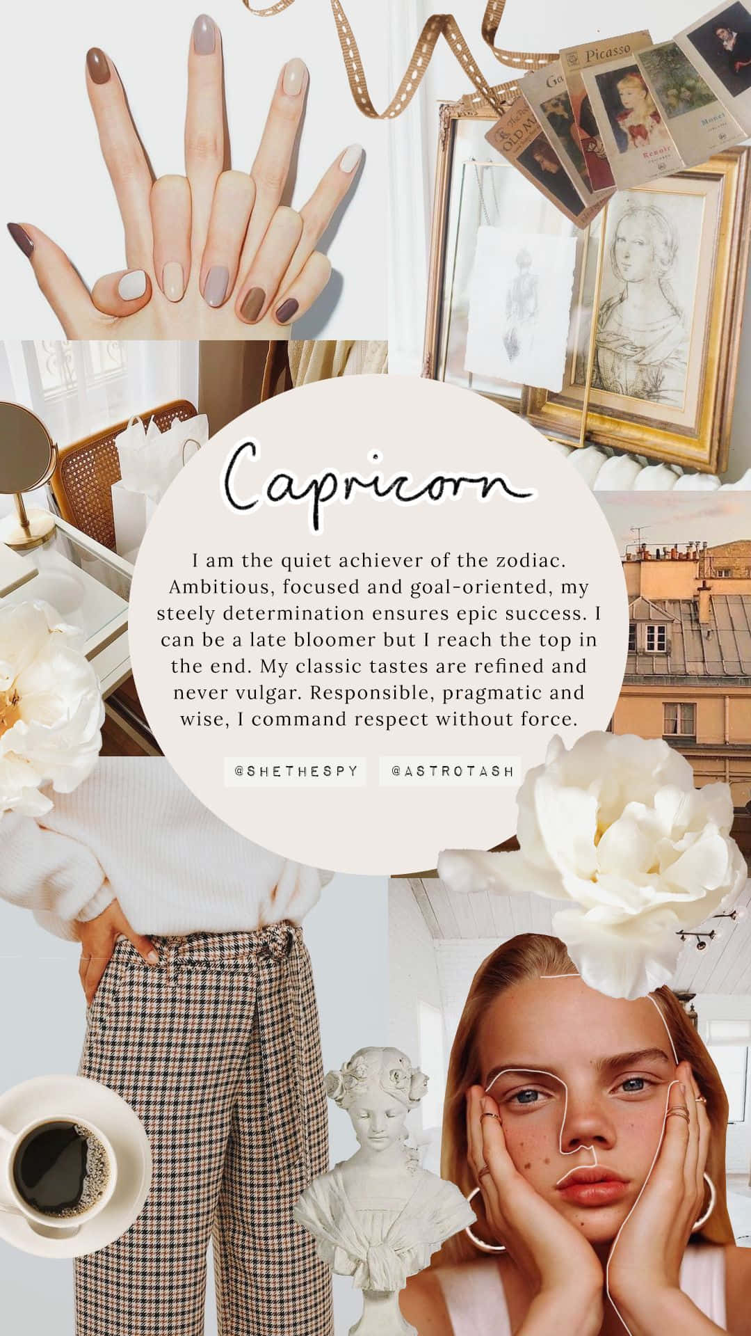 A Collage Of Photos With The Word Capricorn Wallpaper