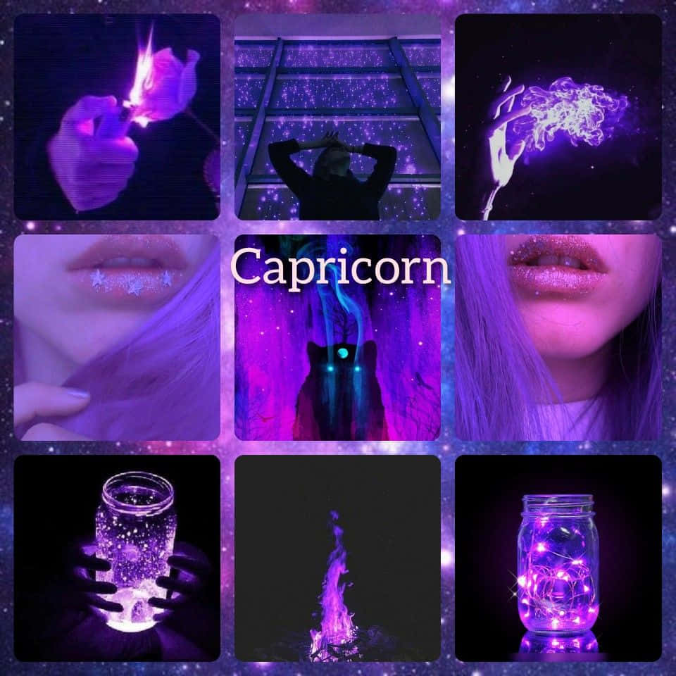 A Collage Of Photos With The Word Capricorn Wallpaper