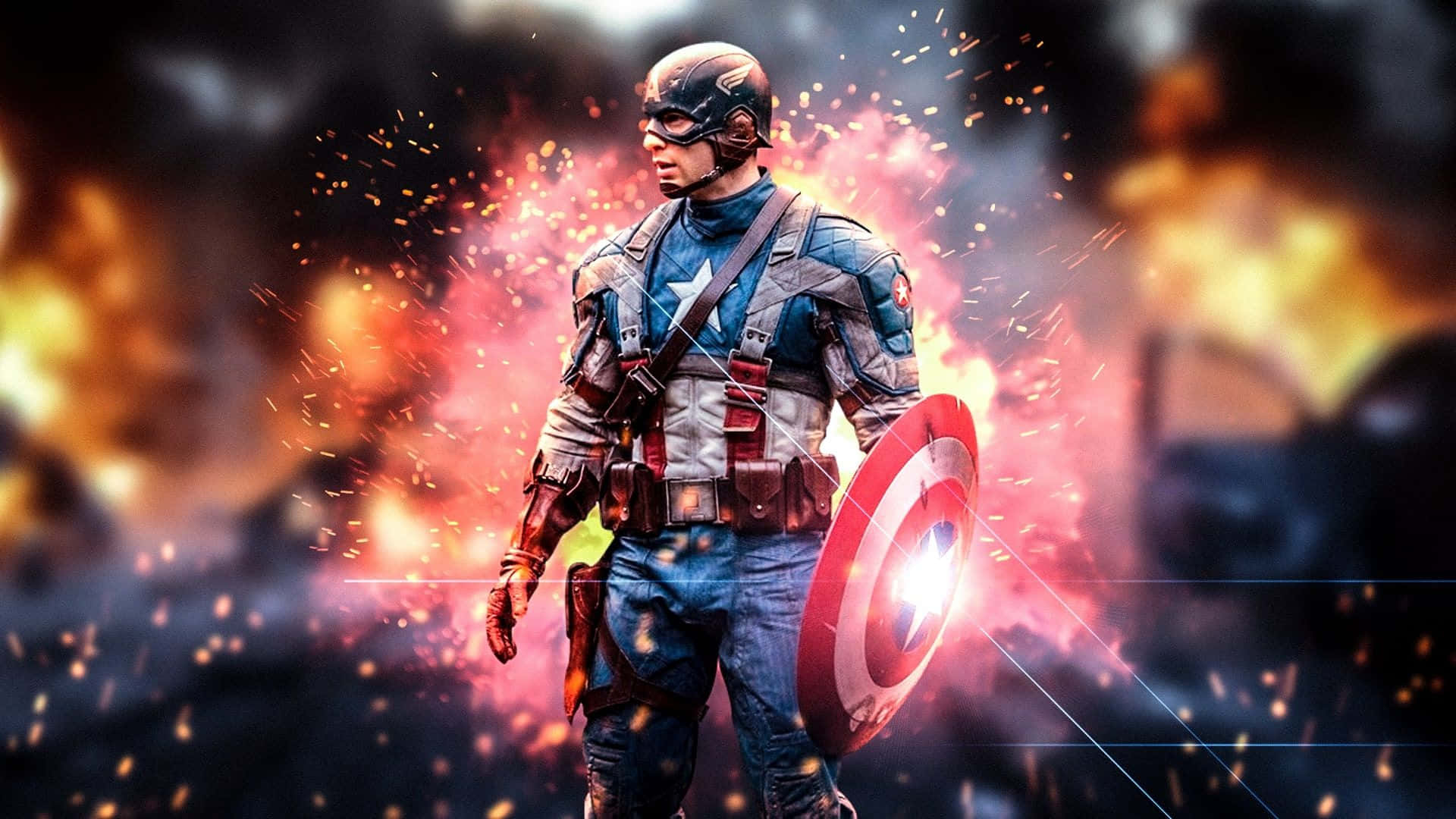 Captain America Action Backdrop Wallpaper