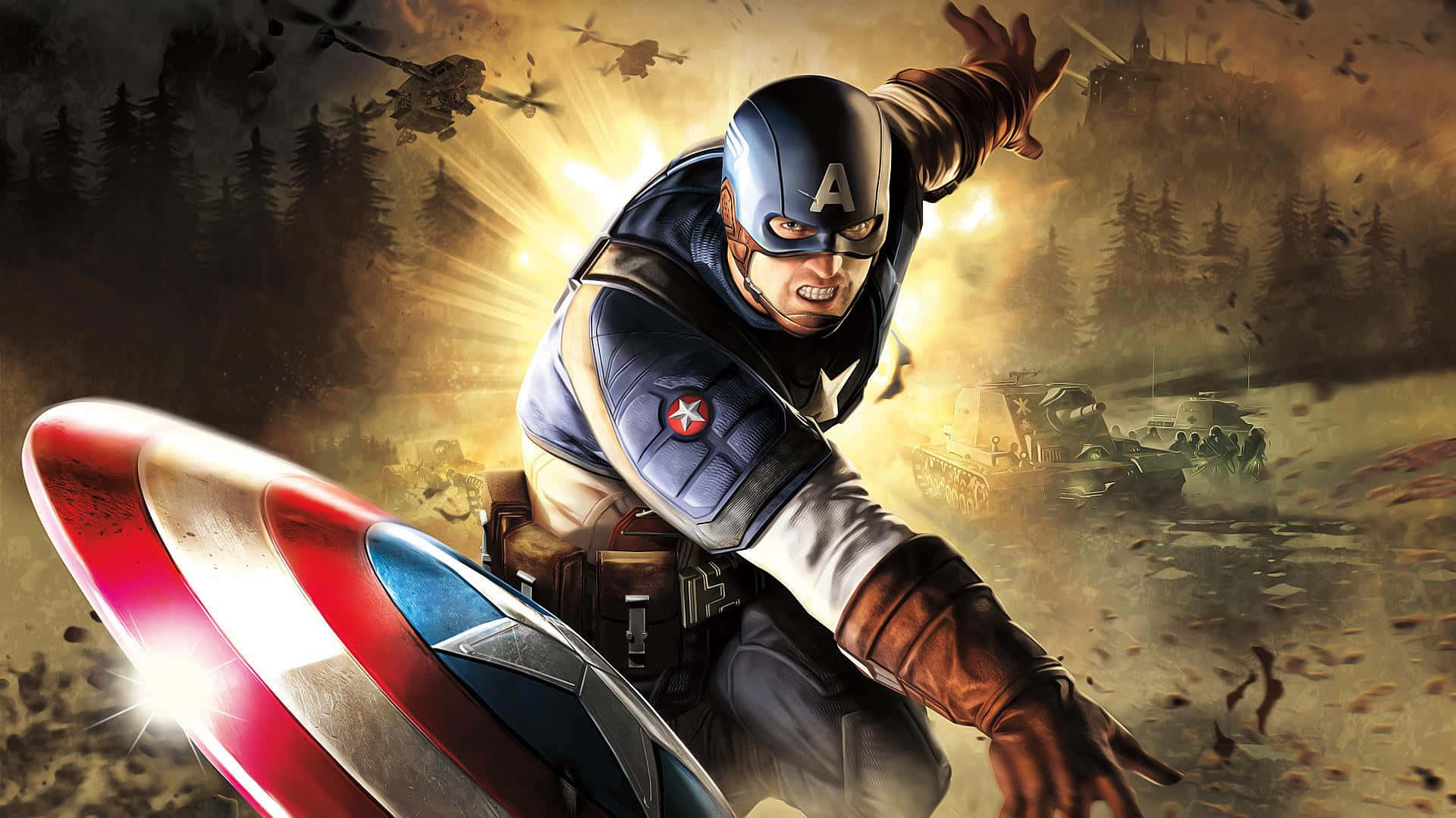 Captain America Action Pose Wallpaper