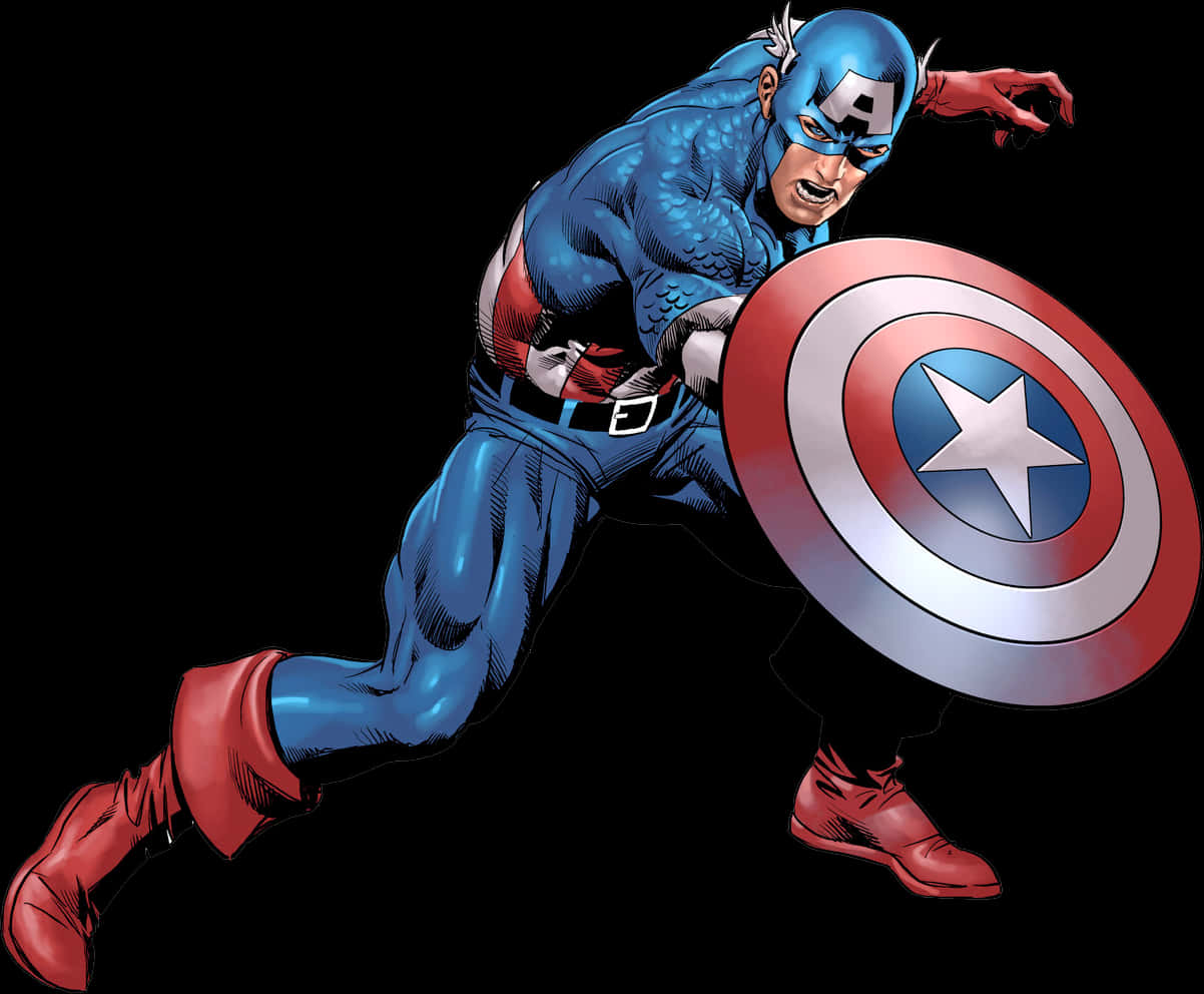 Captain America Action Pose PNG