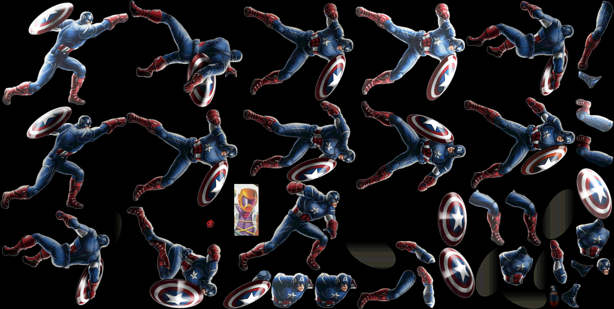 Captain America Action Poses PNG