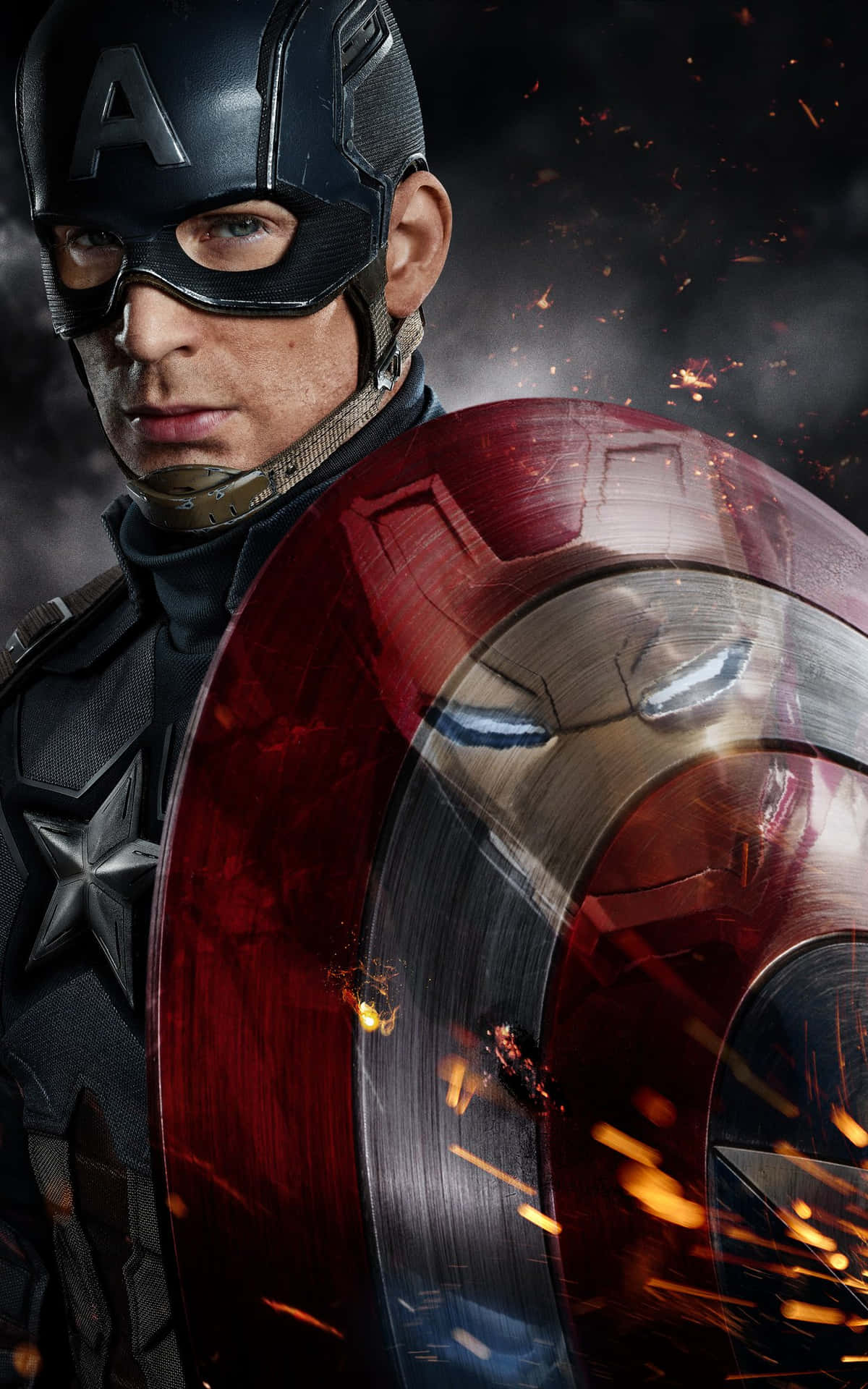 En avanceret Android, der efterligner Captain America. Wallpaper